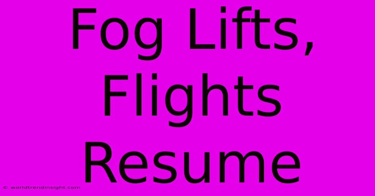 Fog Lifts, Flights Resume