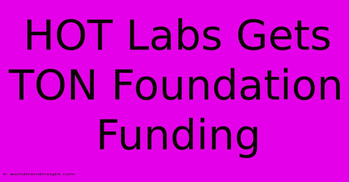 HOT Labs Gets TON Foundation Funding