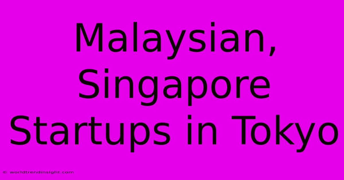 Malaysian, Singapore Startups In Tokyo