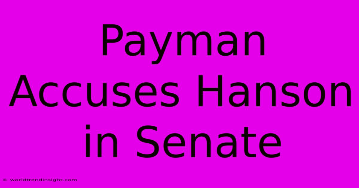 Payman Accuses Hanson In Senate